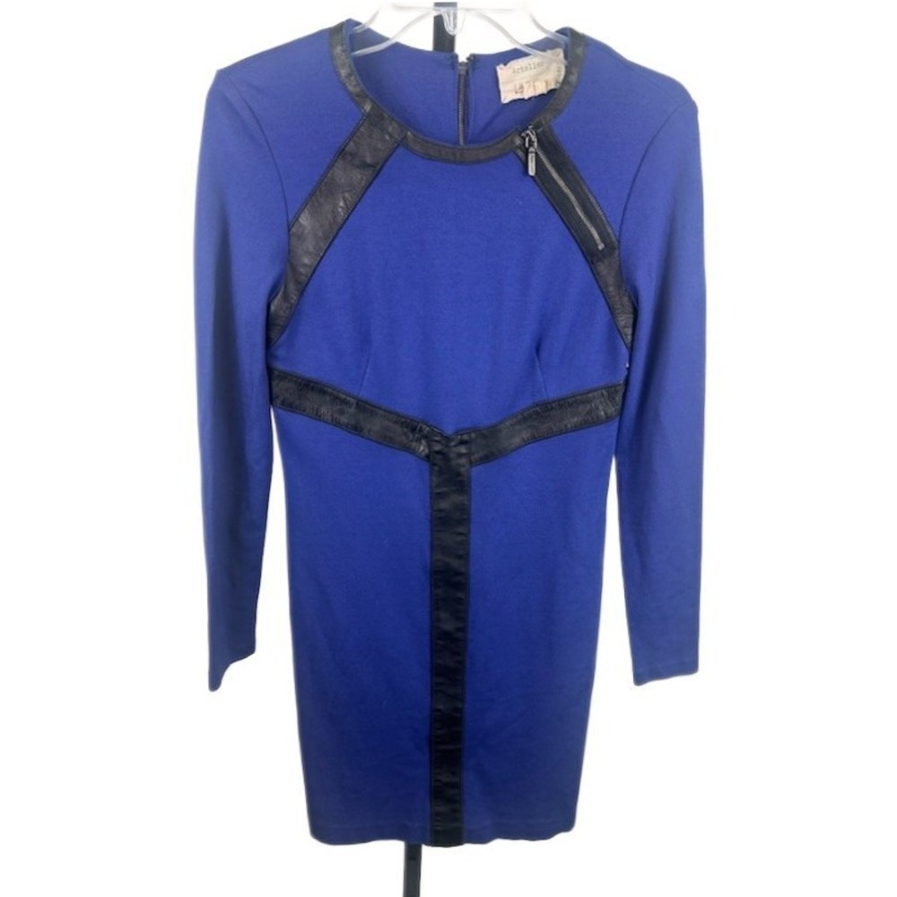 Nicole Miller Artelier Women's Size Medium Royal Blue Bodycon Dress Faux Leather
